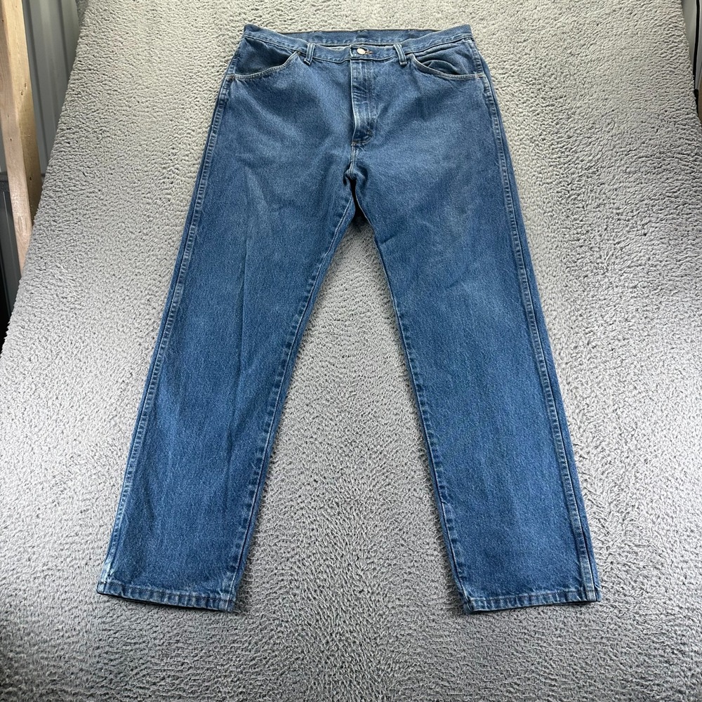 Rustler Jeans Mens 38x32 Blue Denim Cotton Straight Leg‎ Light Wash Workwear
